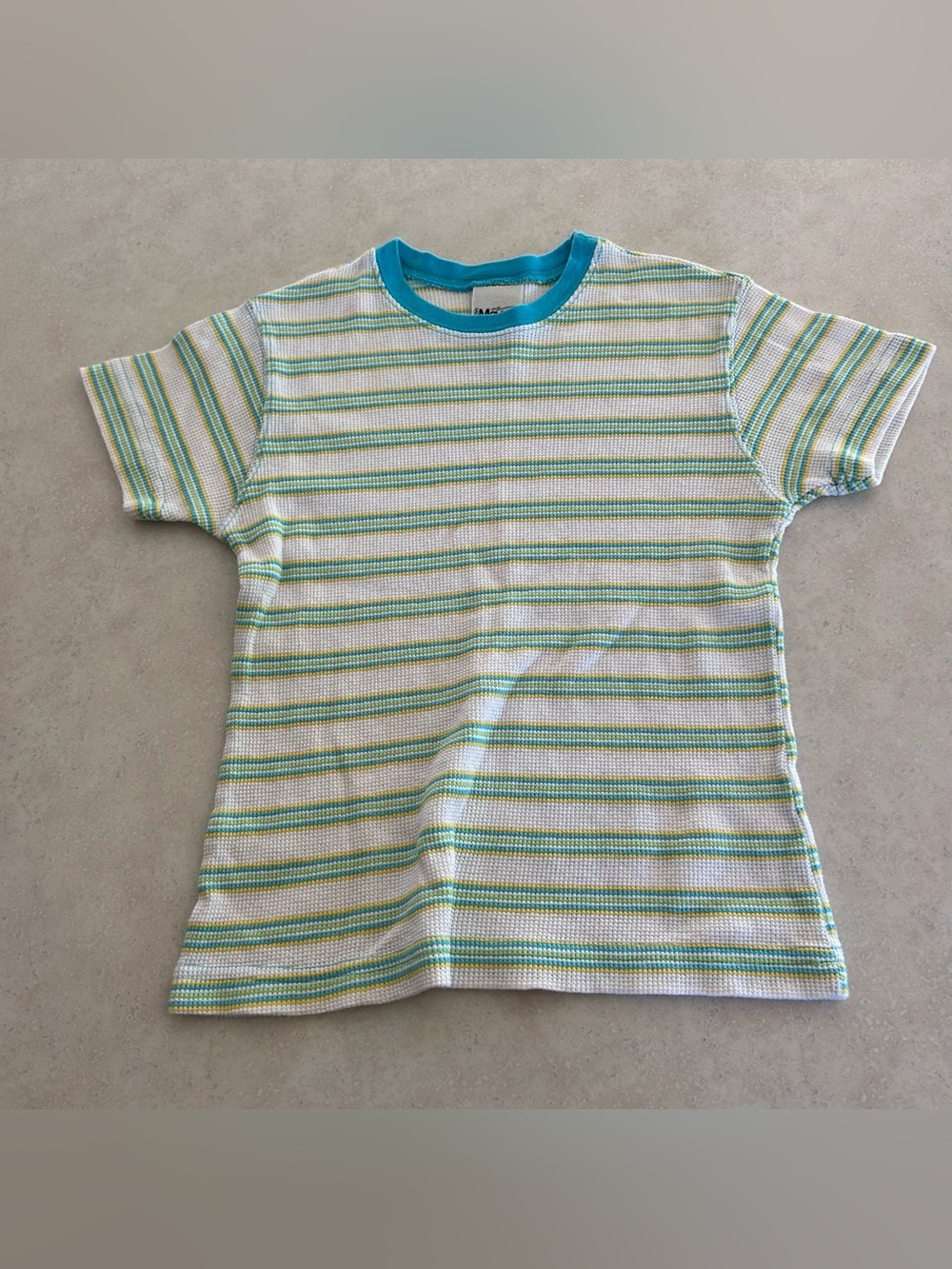 Kids Short Sleeve Stripe Tee — Aqua, Lime & White
